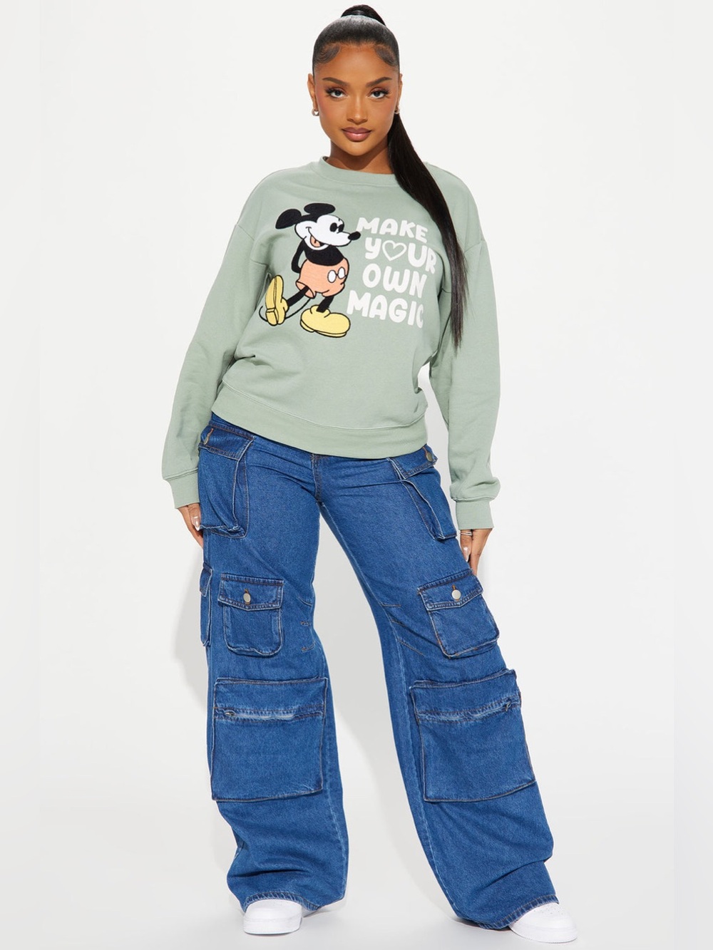 NWOT - Disney Make Your Own Magic Mickey Sweatshirt in Sage - Size L - Picture 2 of 8